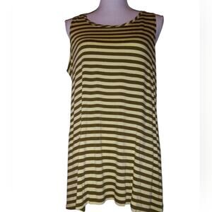 Logo by Lori Goldstein lime green striped waterfall sleeveless tank Size M
